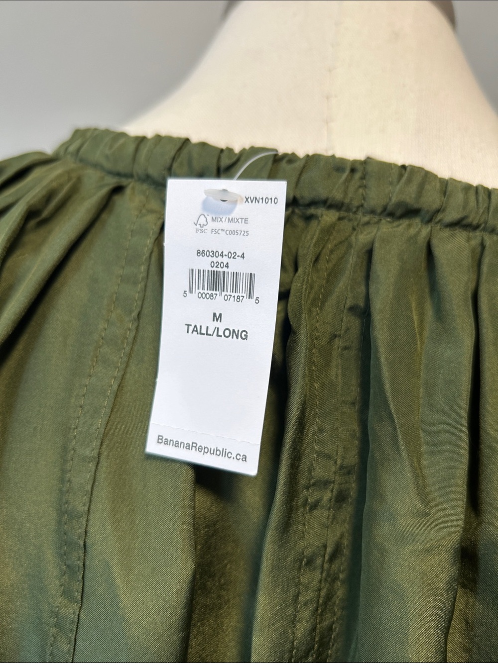 Banana Republic Olive Green Silk Dress NWT - Picture 7 of 13